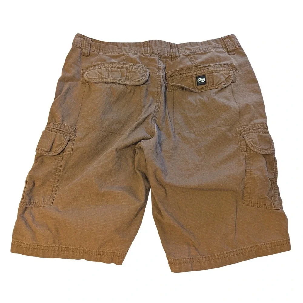 Ecko Unltd Mens Brown‎ Ripstop Cargo Shorts Size 32 Streetwear Utility Y2K Rhino
